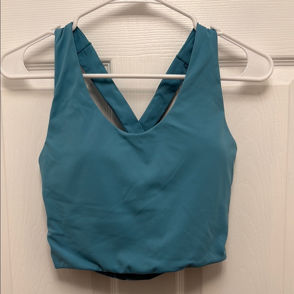 Teal Strappy Workout Crop Top